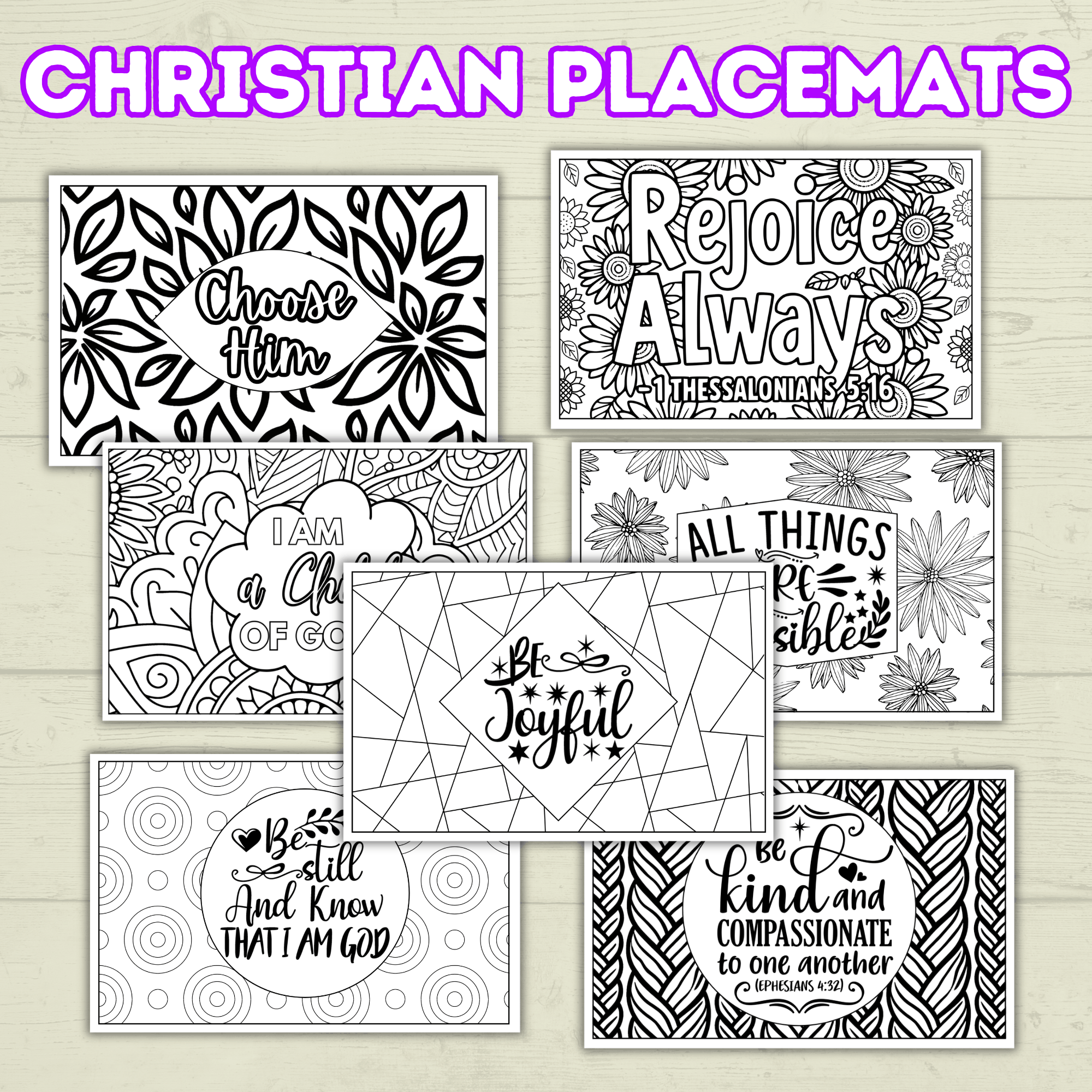Christian Placemats for Kids and Adults