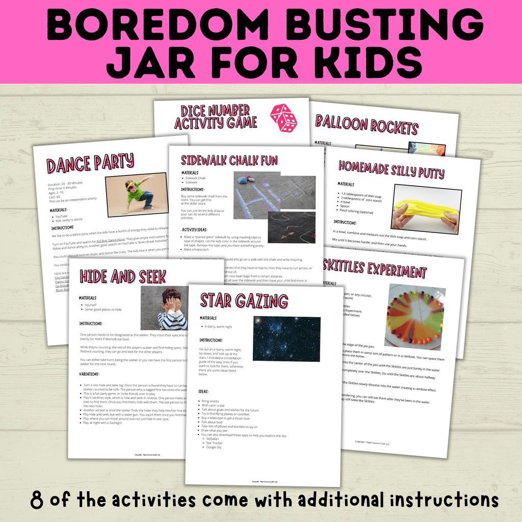 Kids Boredom-Busting Jar | Kids Activities | Kids Printable | Summer Activities | Simple Kids Activities | Toddler Activities | PDF download