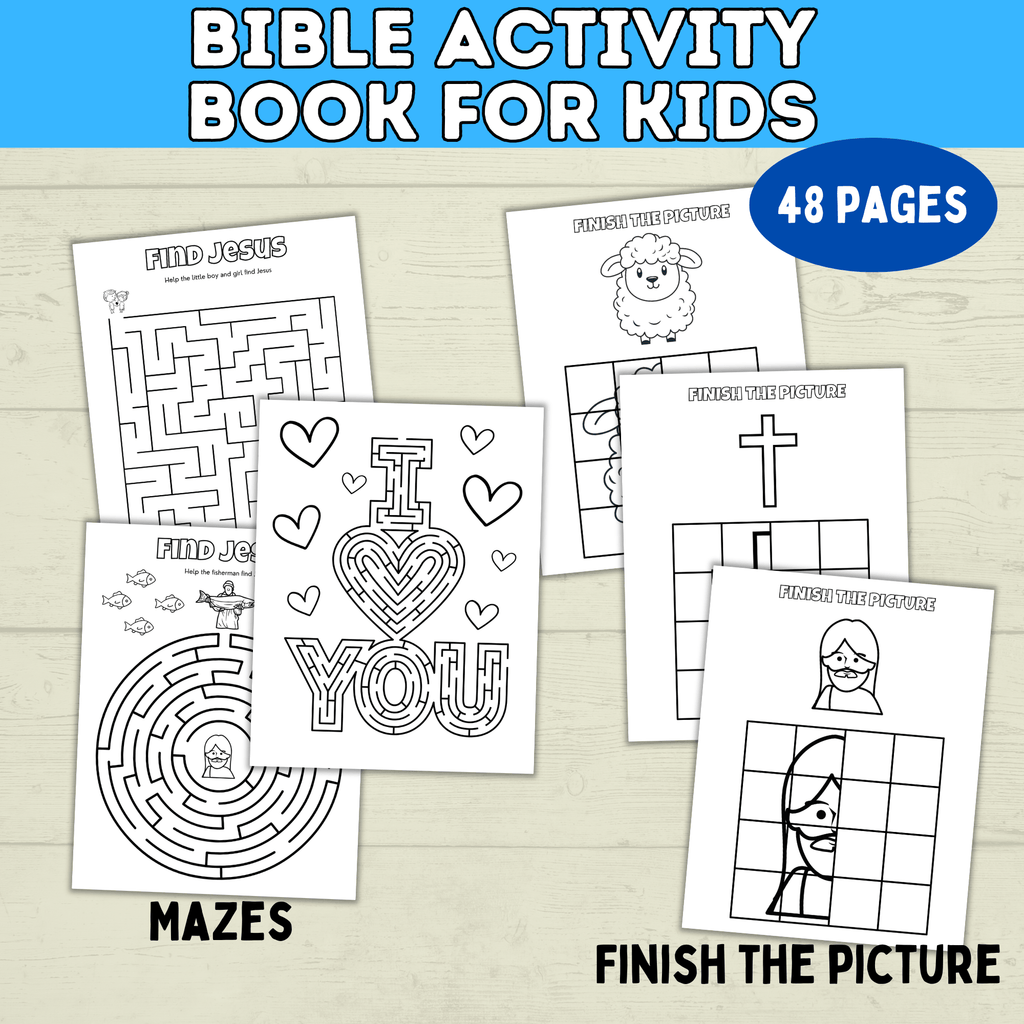 Bible Games | Bible Activity Sheets | Bible Placemat Activity Sheets | Bible Activity Pages for Kids | Homeschool | Vacation Bible School