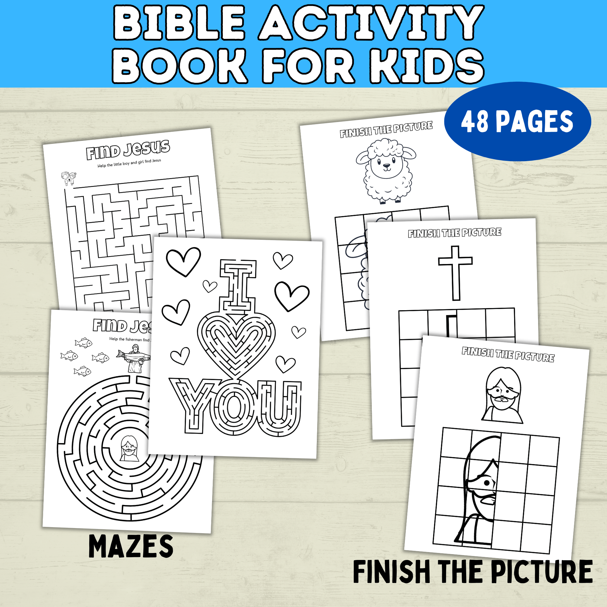Bible Games | Bible Activity Sheets | Bible Placemat Activity Sheets | Bible Activity Pages for Kids | Homeschool | Vacation Bible School