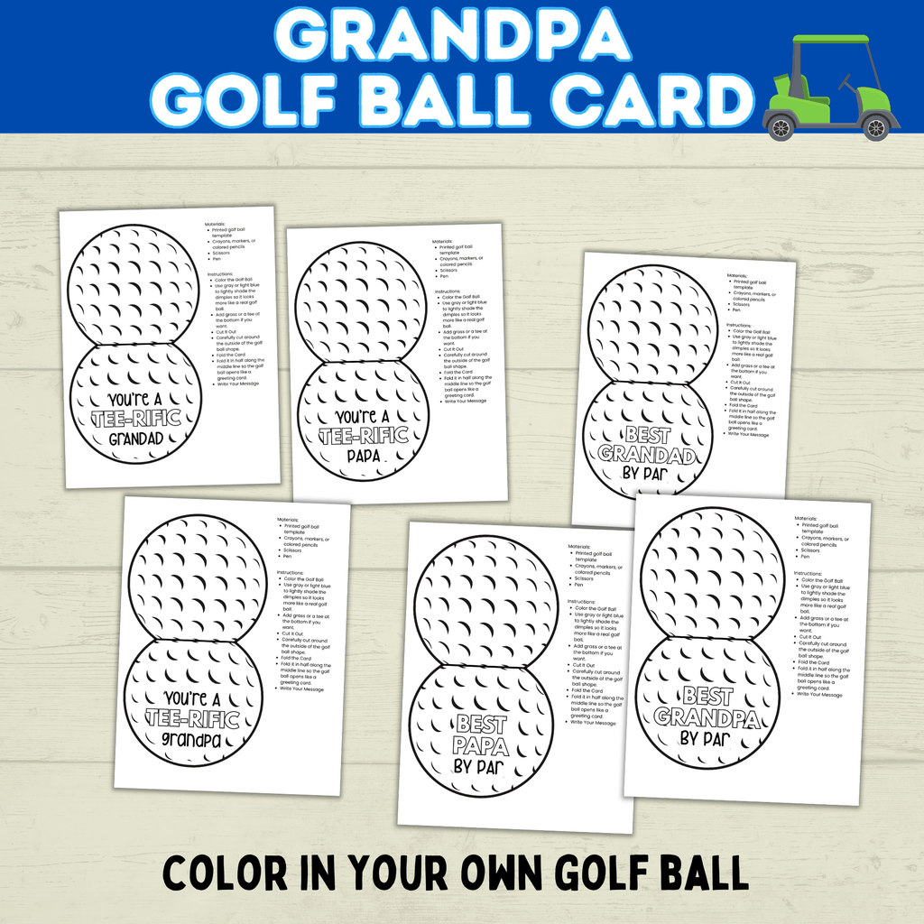 Grandparent's Day | Grandpa Card | Golf Ball Card | Golf Card for Grandpa | Papa Card | Grandad Card | Gramps Card | Digital Download