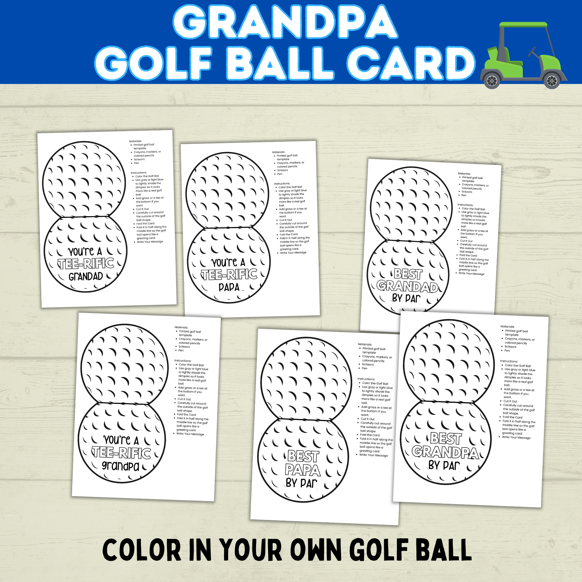 Grandparent's Day | Grandpa Card | Golf Ball Card | Golf Card for Grandpa | Papa Card | Grandad Card | Gramps Card | Digital Download