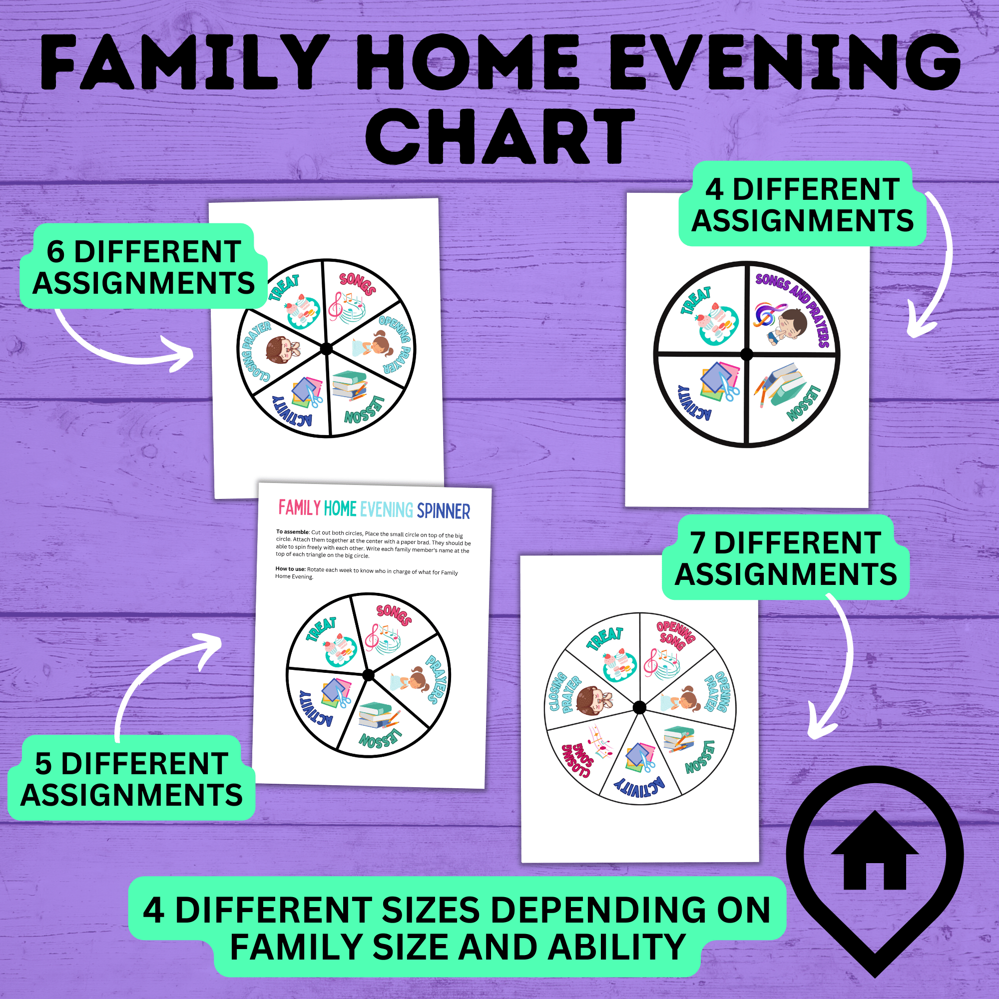 Family Home Evening Schedule Spinner | FHE Scheduler | FHE Chart