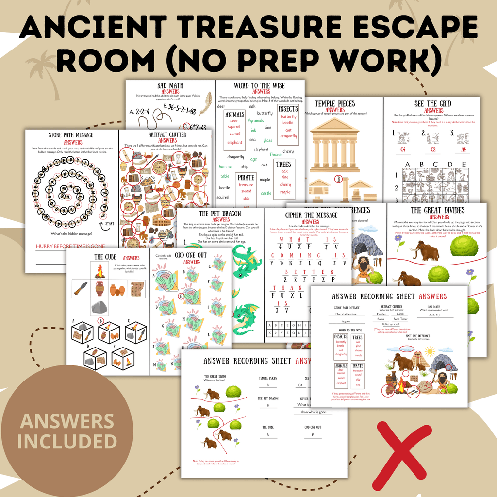 Ancient Treasure Escape Room for Kids Ages 9-13 No Prep Work | Kids Games | Kids Escape Rooms | Physical Escape Room | No Prep Escape Room
