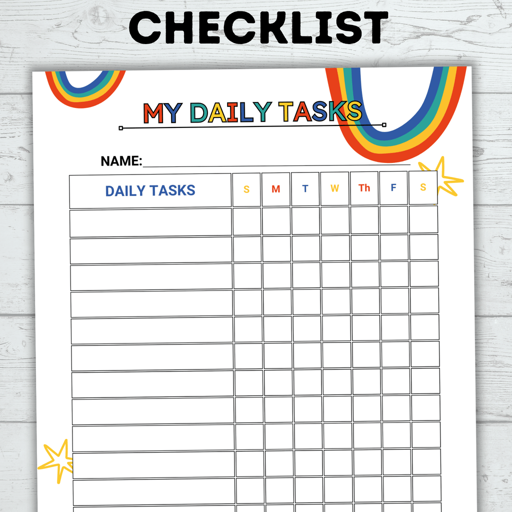 My Daily Task Sheets | Kids Checklist | Daily Routine Checklist | Bedtime Routine | Daily Chore Checklist | Weekly Checklist |