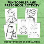 Dot Stickers Activity Sheets | Dot Markers Activity Sheets for Toddlers | Toddler Activities | Toddler Printables | Preschool Activity