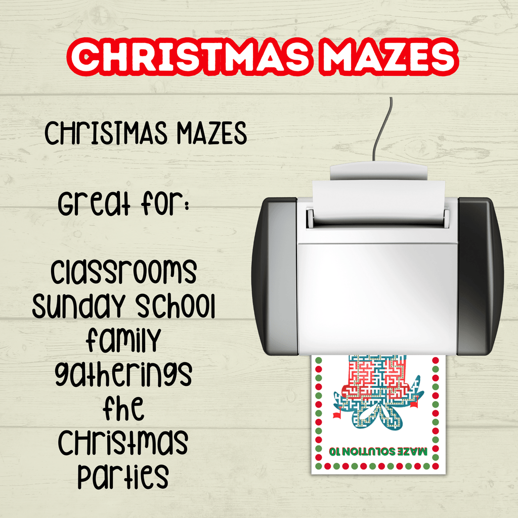 Printable Christmas Mazes for Kids and Classroom, Party Game, Holiday Activity Sheets, Digital Download