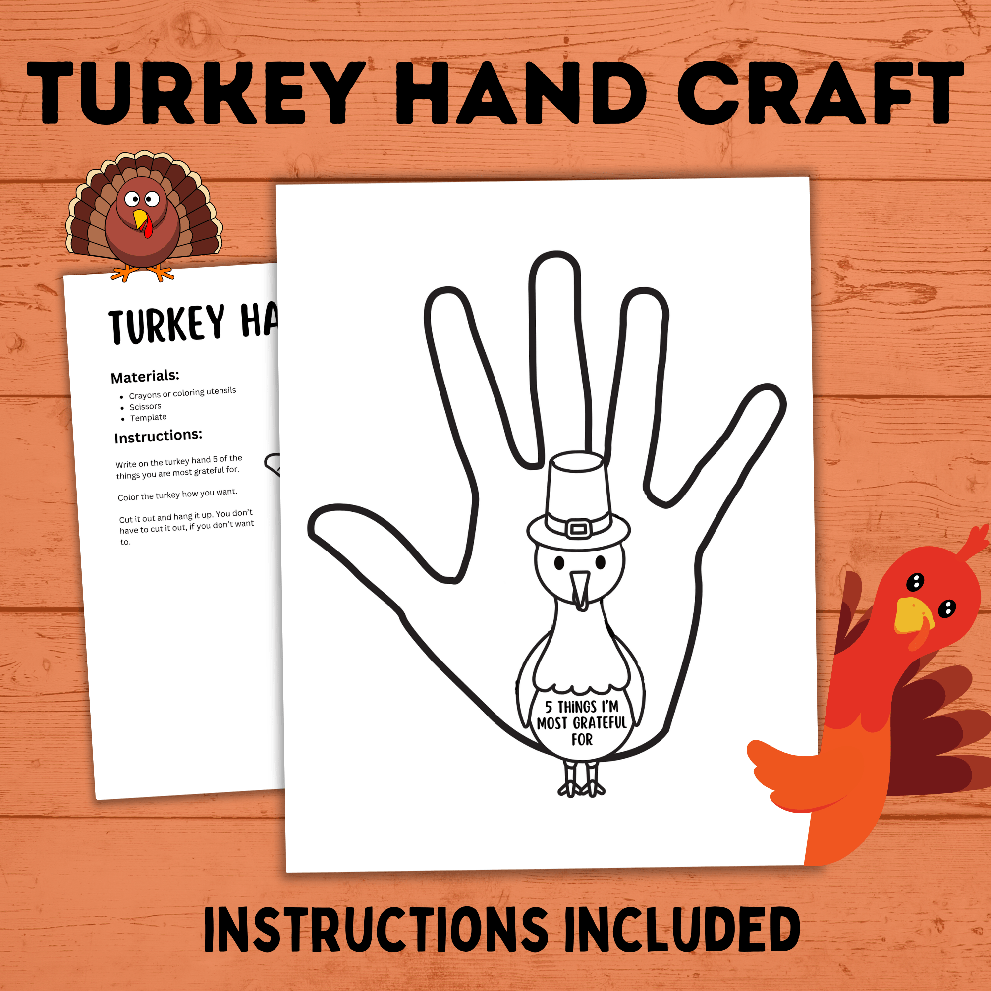 Thanksgiving Turkey Hand Craft | Fall Craft | Thanksgiving Craft | Turkey Craft | Preschool Craft | Gratitude Craft | Kids Craft |