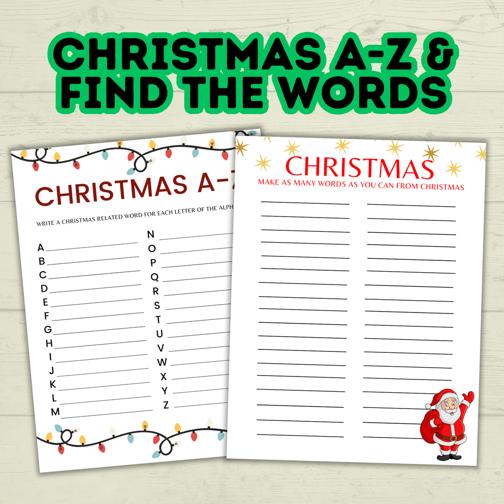 Christmas Classroom Party Printable Word Games for Kids, Group Activities, Family Reunion Holiday Game