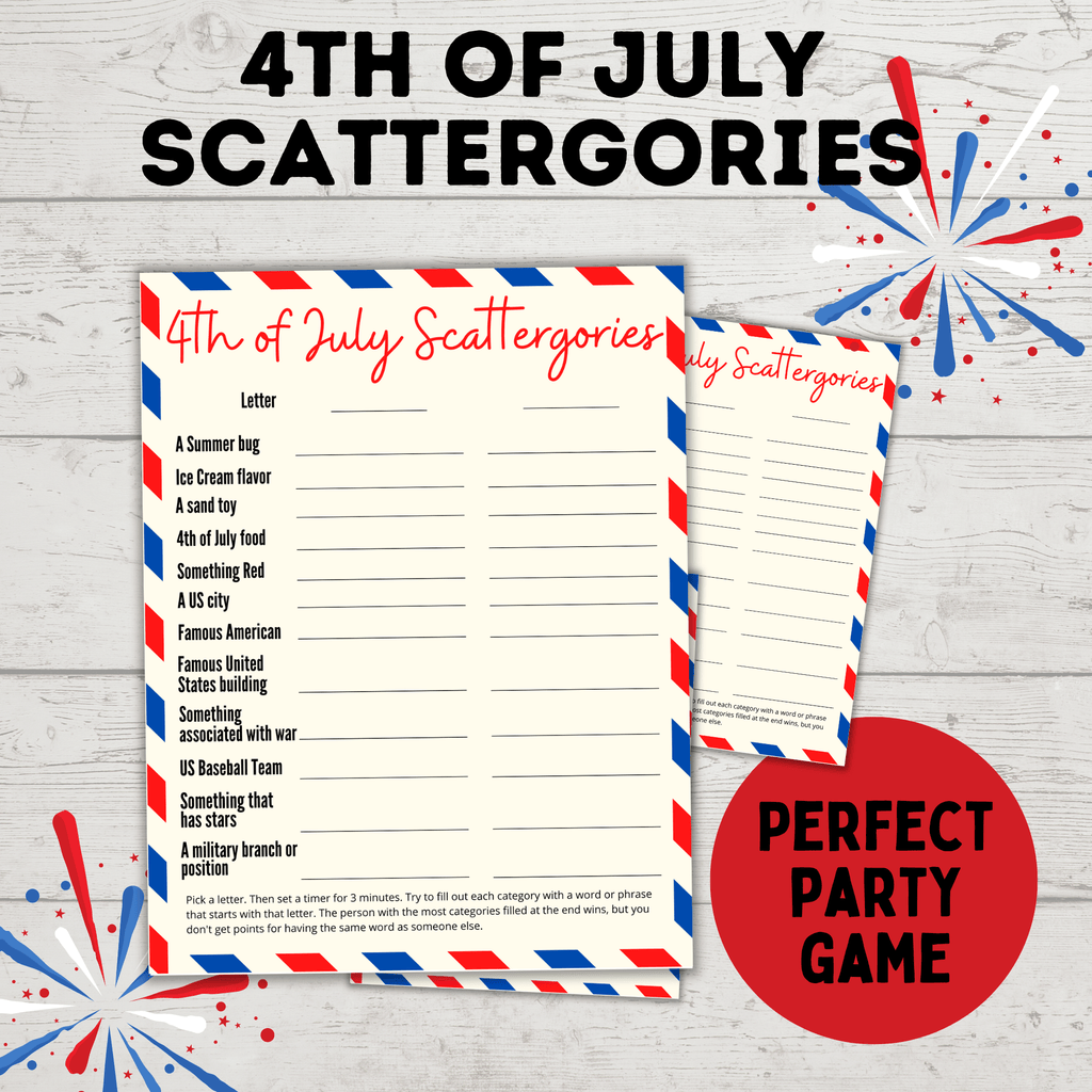4th of July Scattergories for Kids and Adults | Kids Games