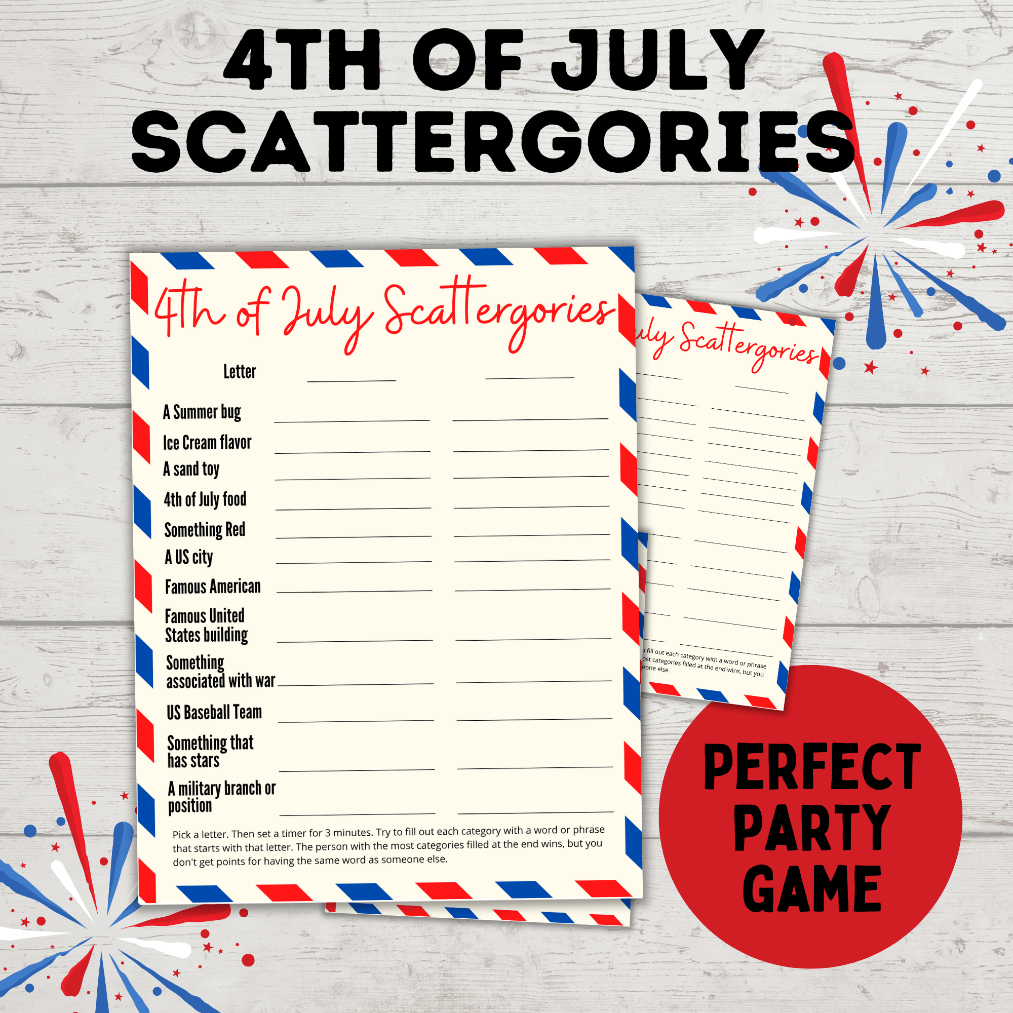 4th of July Scattergories for Kids and Adults | Kids Games