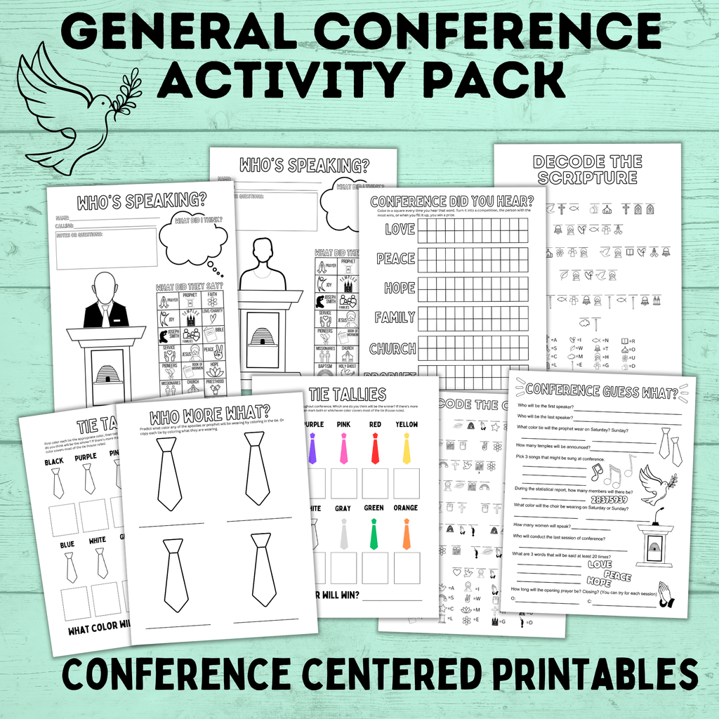 General Conference Activity Pack for Kids | Activity Pages for Kids | Kids Printables | Conference Printables | PDF download | Church