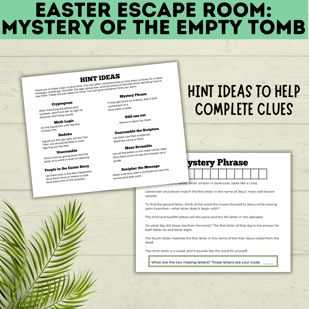 Bible Escape Room | Easter Escape Room | Mystery of the Empty Tomb Escape Room | Printable Escape Room | Easter Games | Escape Room for Kids