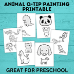 Animal Q-Tip Painting Template | Animal Painting Sheets | Animal Craft | Preschool Craft