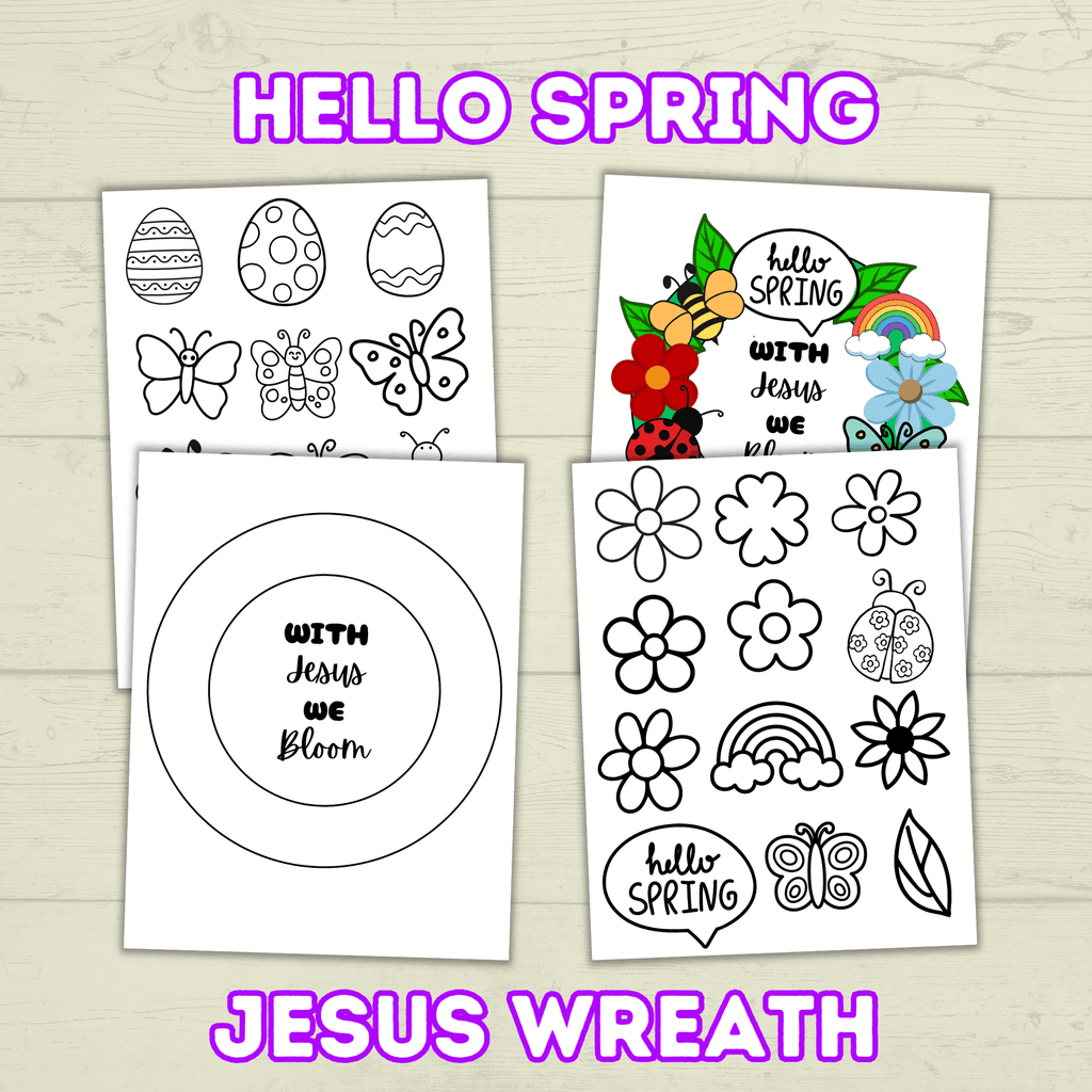 Jesus Spring Wreath, Cut and Paste, Sunday School Craft, Homeschool, With Jesus We Bloom, VBS