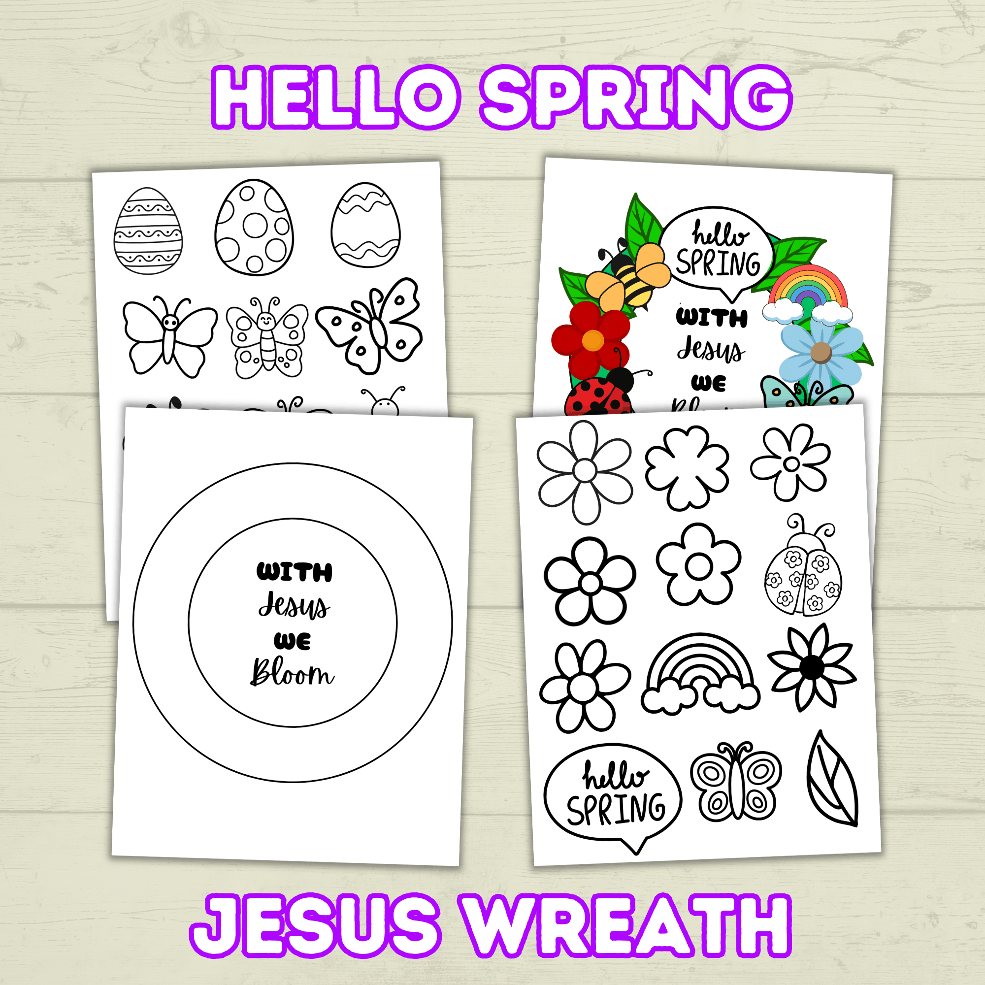 Jesus Spring Wreath, Cut and Paste, Sunday School Craft, Homeschool, With Jesus We Bloom, VBS