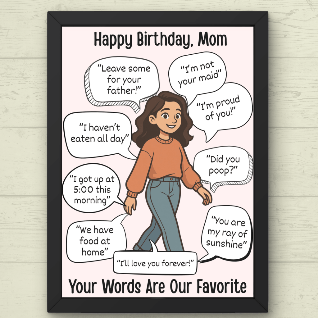 Funny Happy Birthday Mom Card, Birthday Card for Mom, Greeting Card, Quotes Card