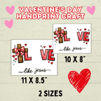 Love Valentine's Day Cross Christian Handprint Craft for Kids, Keepsake Handprint Art, Homeschool Preschool and Kindergarten Activity, DIY