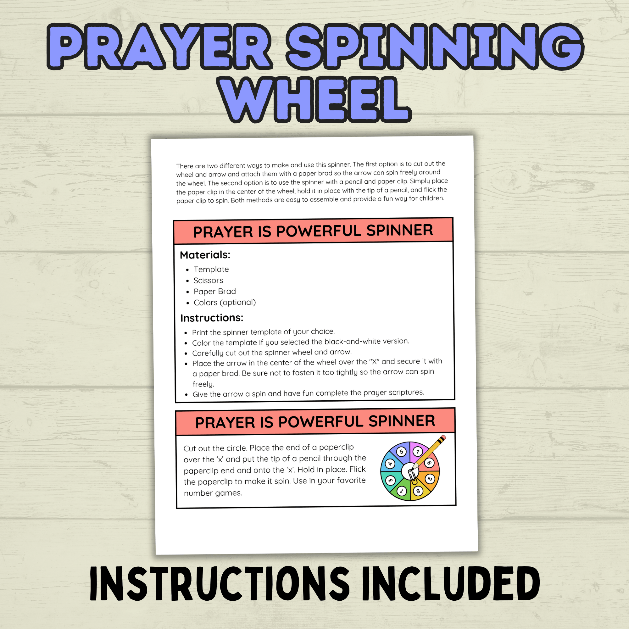 Prayer Spinner Craft, Prayer Craft for kids, Sunday School Craft, Bible Craft