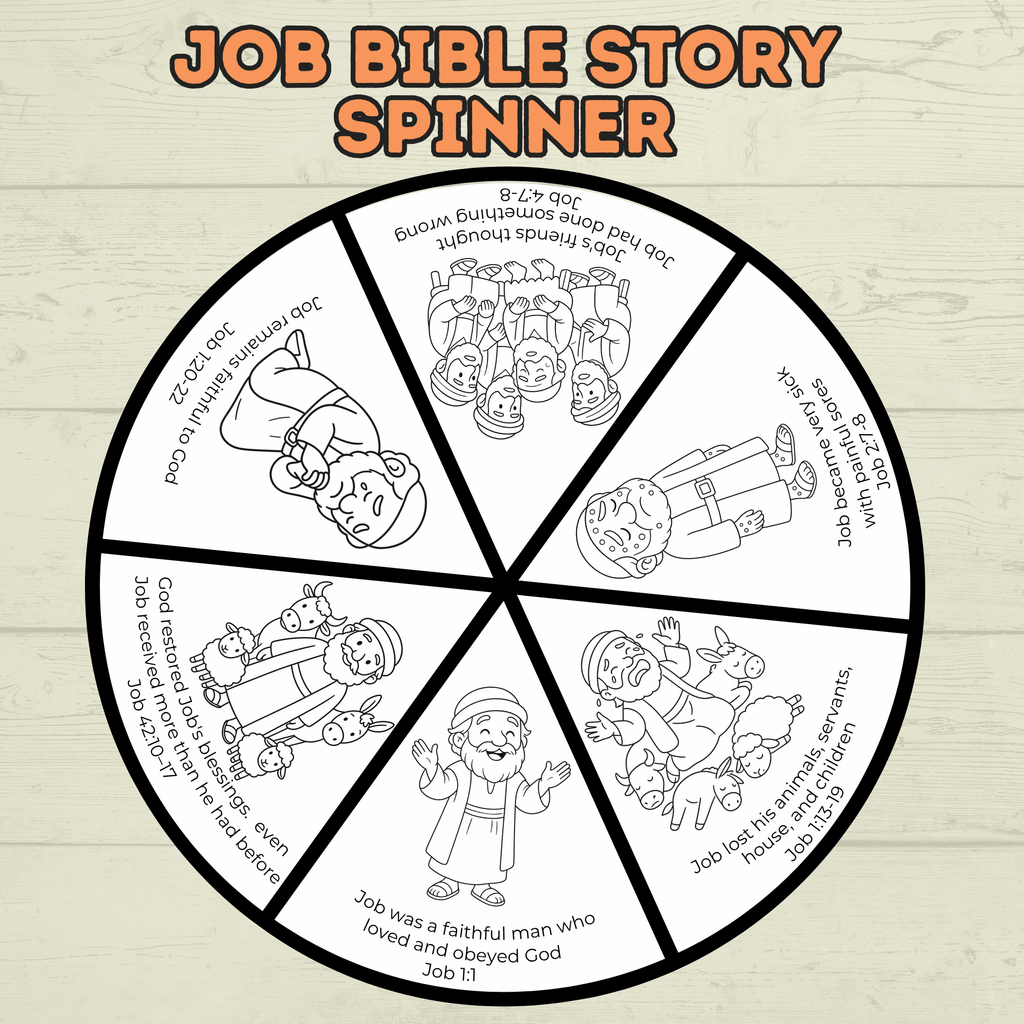 Job Bible Story Spinner Craft, Bible Craft, Sunday School Craft, Job Lesson, VBS, Homeschool, Christian Activity, Old Testament Craft