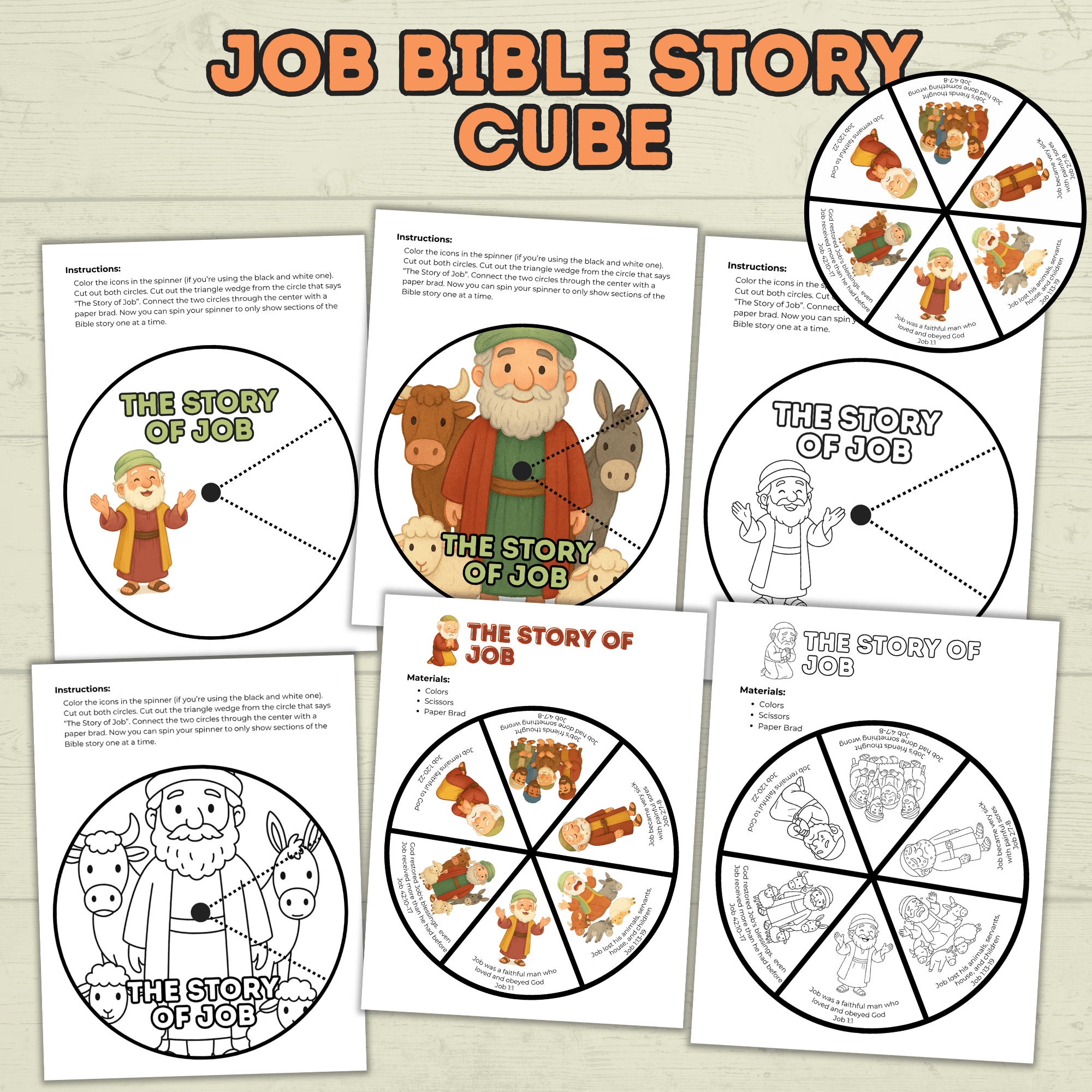 Job Bible Lesson Story Bundle, Job Bible Craft, Sunday School Crafts, Homeschool, Old Testament, Job Activity, Job Craft, Job Cube Story
