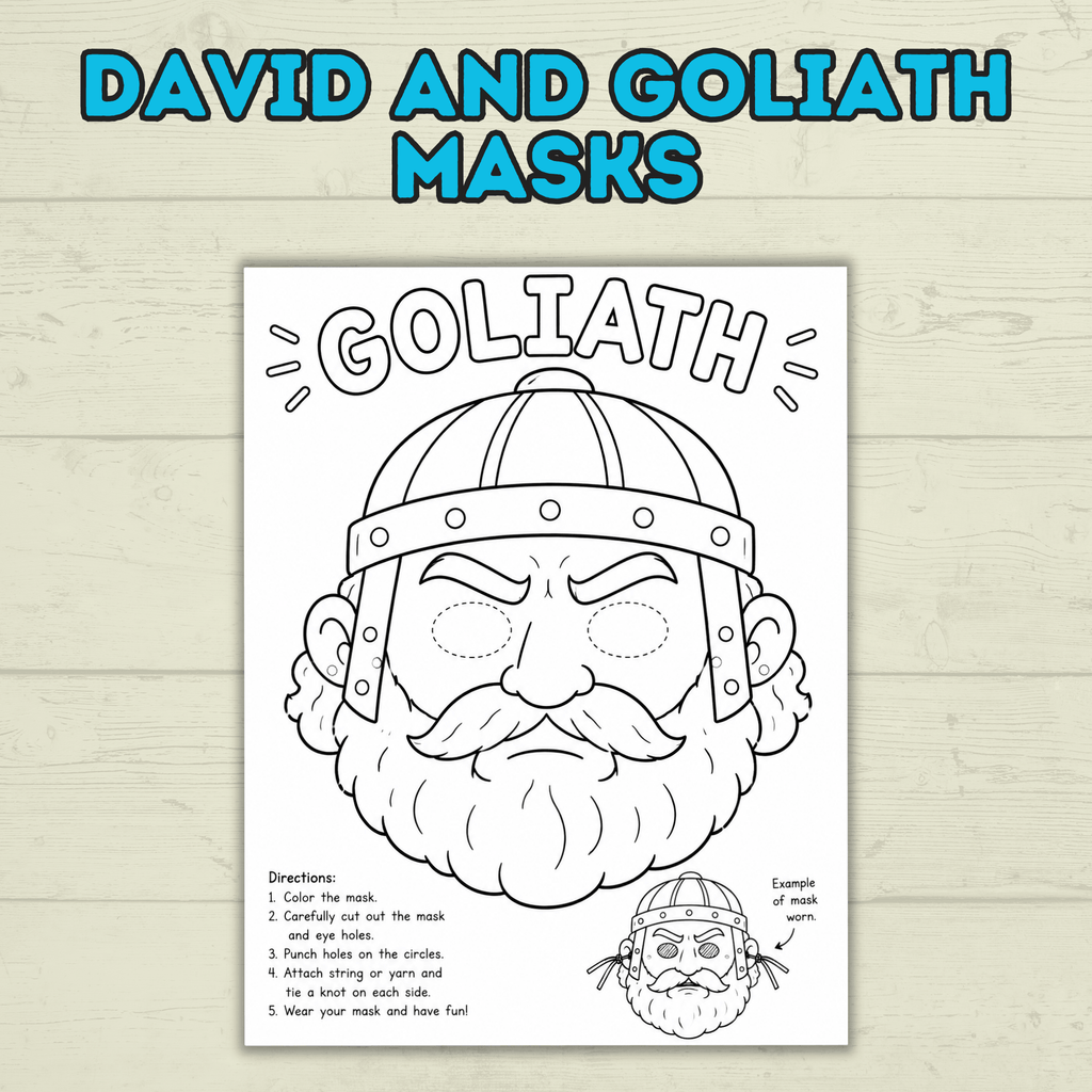 David and Goliath Masks, David Craft, Bible Story Craft, Christian Crafts, Homeschool, Bible Lesson, Sunday School