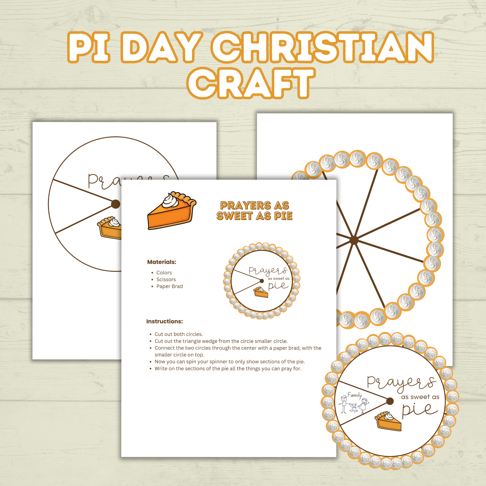 Pie Day Craft, Christian Craft, Bible Study, Sunday School Craft, Christ Craft, Pie Craft, Pie Day Activity, Children's Ministry, Spinner