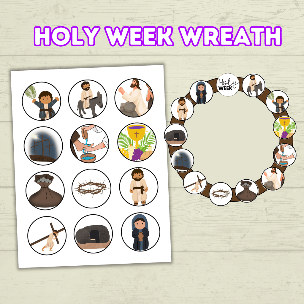 Holy Week Story Craft, Holy Week Wreath, Palm Sunday Bible Craft, Easter Week Craft, He is Risen, LDS Activities, Sunday School Craft
