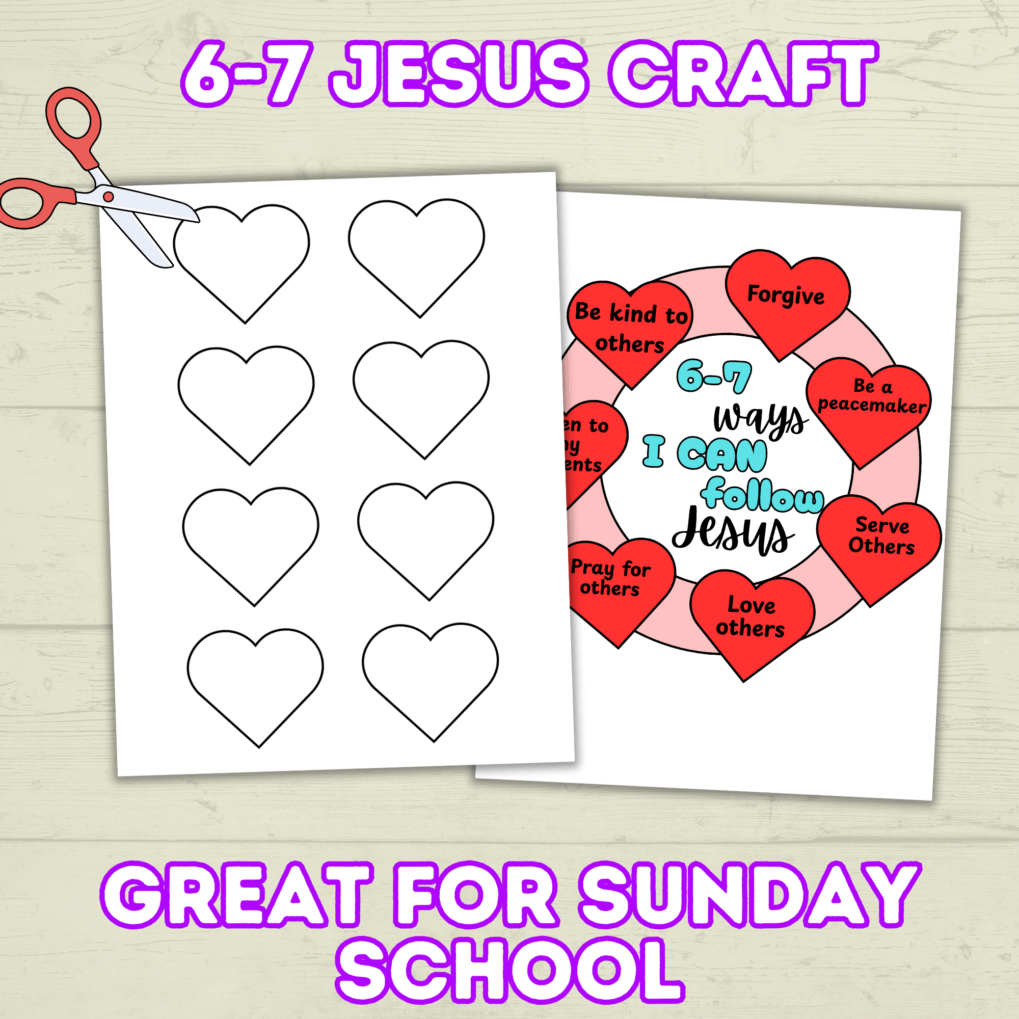 67 Craft, 67 Christian Craft for Kids, Sunday School Craft, I Love Jesus Craft, 67 Kids Activity, Christian Wreath, 67 Coloring Page