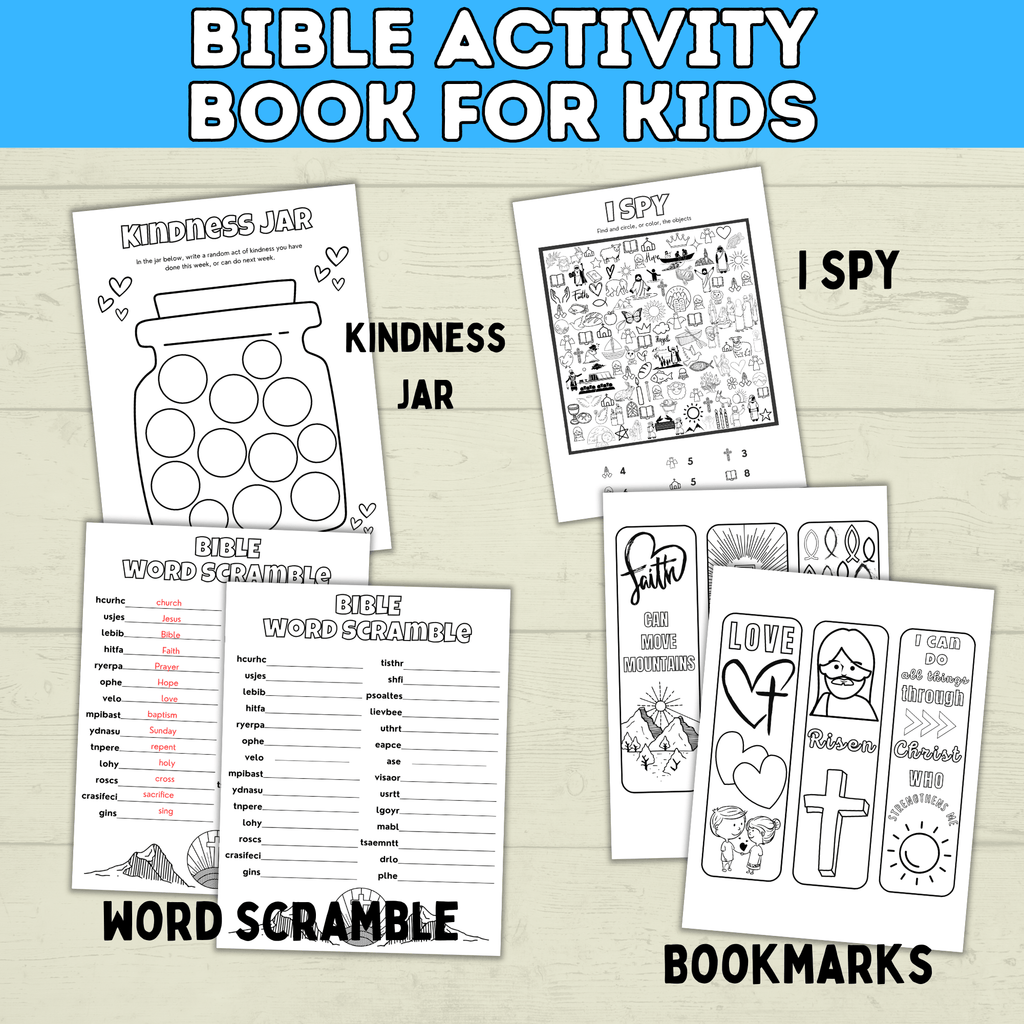 Bible Games | Bible Activity Sheets | Bible Placemat Activity Sheets | Bible Activity Pages for Kids | Homeschool | Vacation Bible School