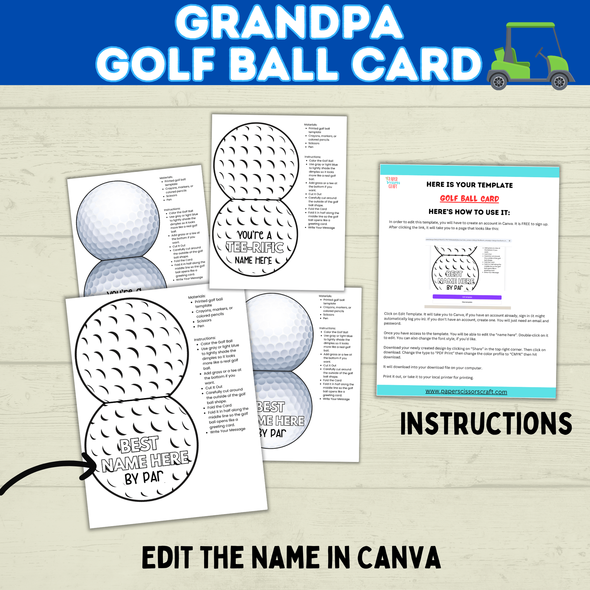 Grandparent's Day | Grandpa Card | Golf Ball Card | Golf Card for Grandpa | Papa Card | Grandad Card | Gramps Card | Digital Download