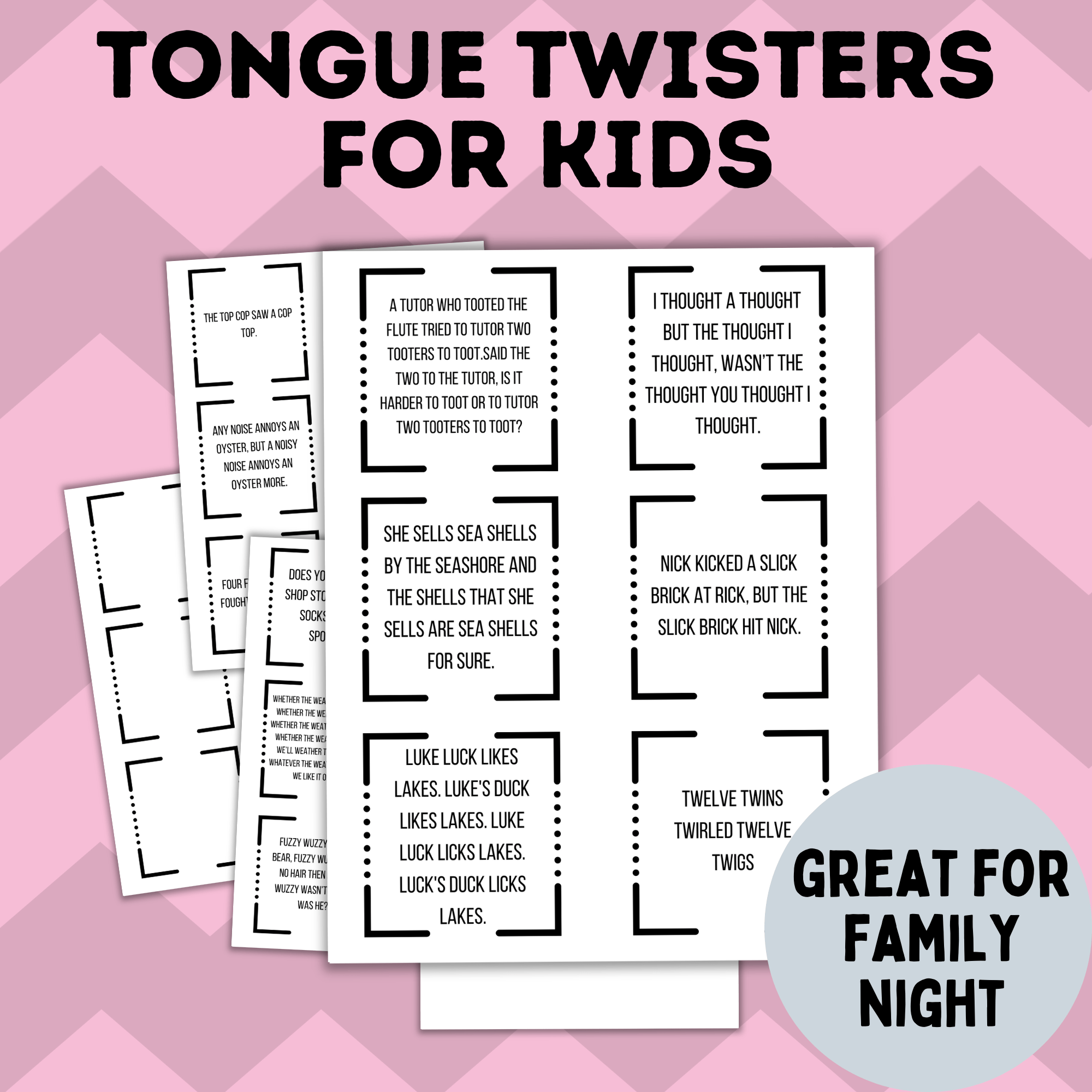 Kid's Tongue Twisters | Easy Kid's Activities | Kid's Card Games
