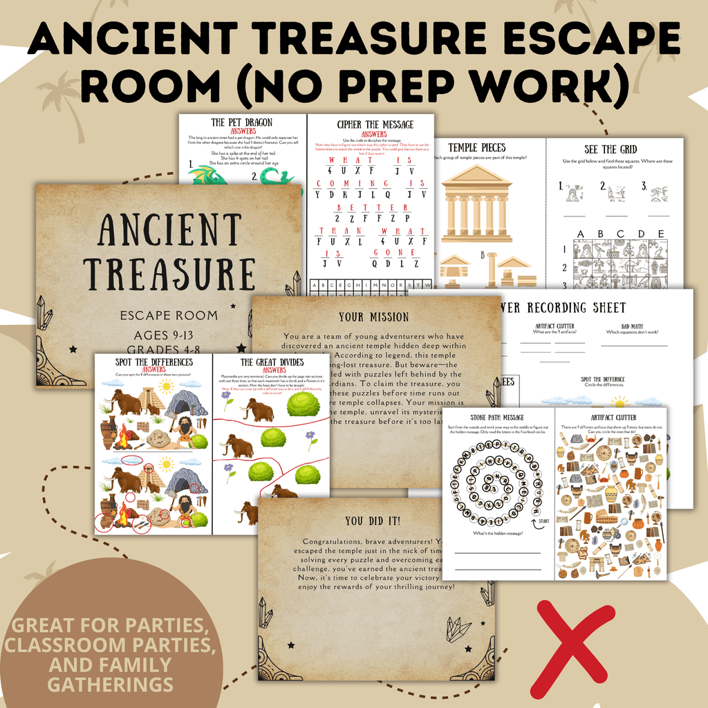 Ancient Treasure Escape Room for Kids Ages 9-13 No Prep Work | Kids Games | Kids Escape Rooms | Physical Escape Room | No Prep Escape Room
