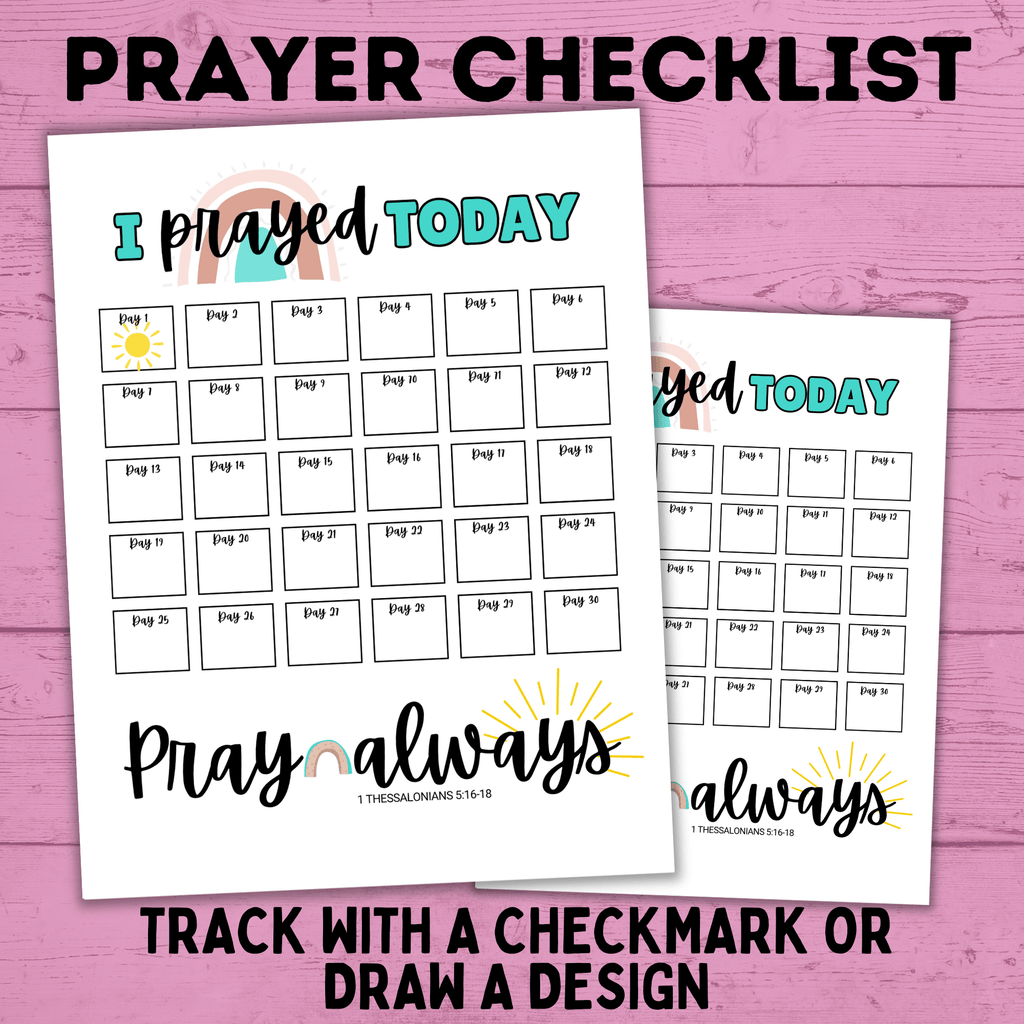 Prayer Tracker | Prayer Checklist | Prayer Printables | Prayer Activity | Prayer Chart | Praying for Kids | Printables for Kids