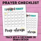 Prayer Tracker | Prayer Checklist | Prayer Printables | Prayer Activity | Prayer Chart | Praying for Kids | Printables for Kids