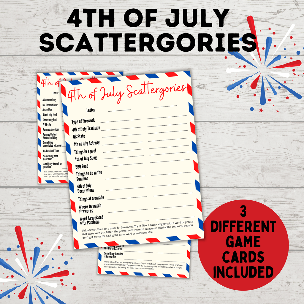 4th of July Scattergories for Kids and Adults | Kids Games
