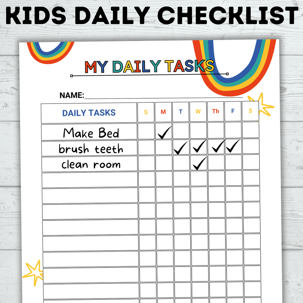 My Daily Task Sheets | Kids Checklist | Daily Routine Checklist | Bedtime Routine | Daily Chore Checklist | Weekly Checklist |