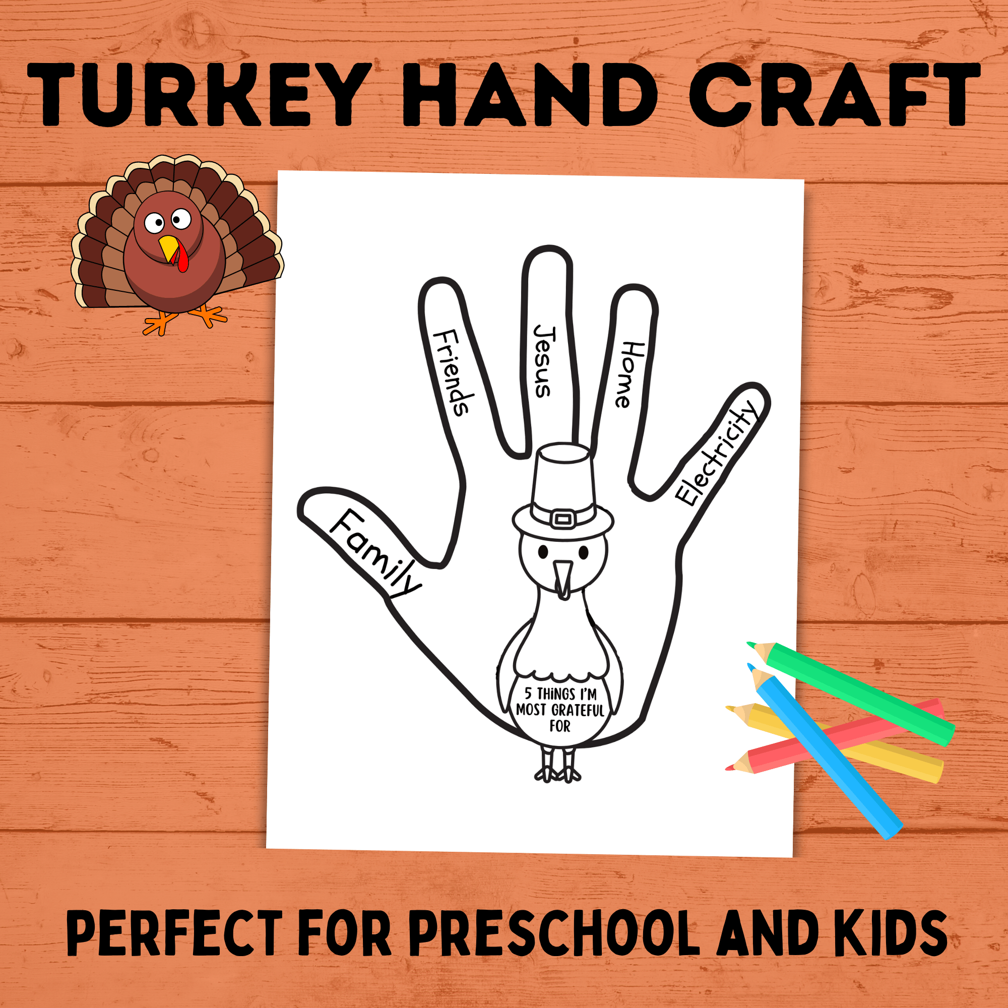 Thanksgiving Turkey Hand Craft | Fall Craft | Thanksgiving Craft | Turkey Craft | Preschool Craft | Gratitude Craft | Kids Craft |