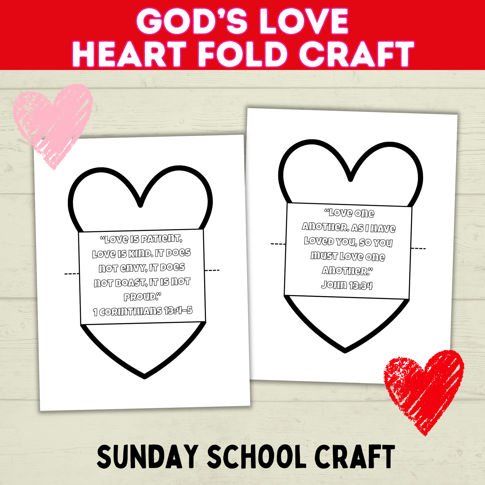 Sunday School Heart Craft for Kids, Christian Bible Verse Printable, Jesus Loves Me