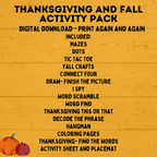 Thanksgiving and Fall Activity Pack for Kids | Fall Activity Pack | Thanksgiving Activity Pack | Thanksgiving Printables | Fall Printables