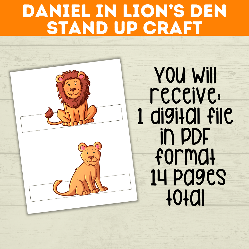 Bible Characters Daniel in the Lion's Den Craft for Kids, Sunday School Crafts, Bible Coloring Pages Lesson, Digital Download, PDF