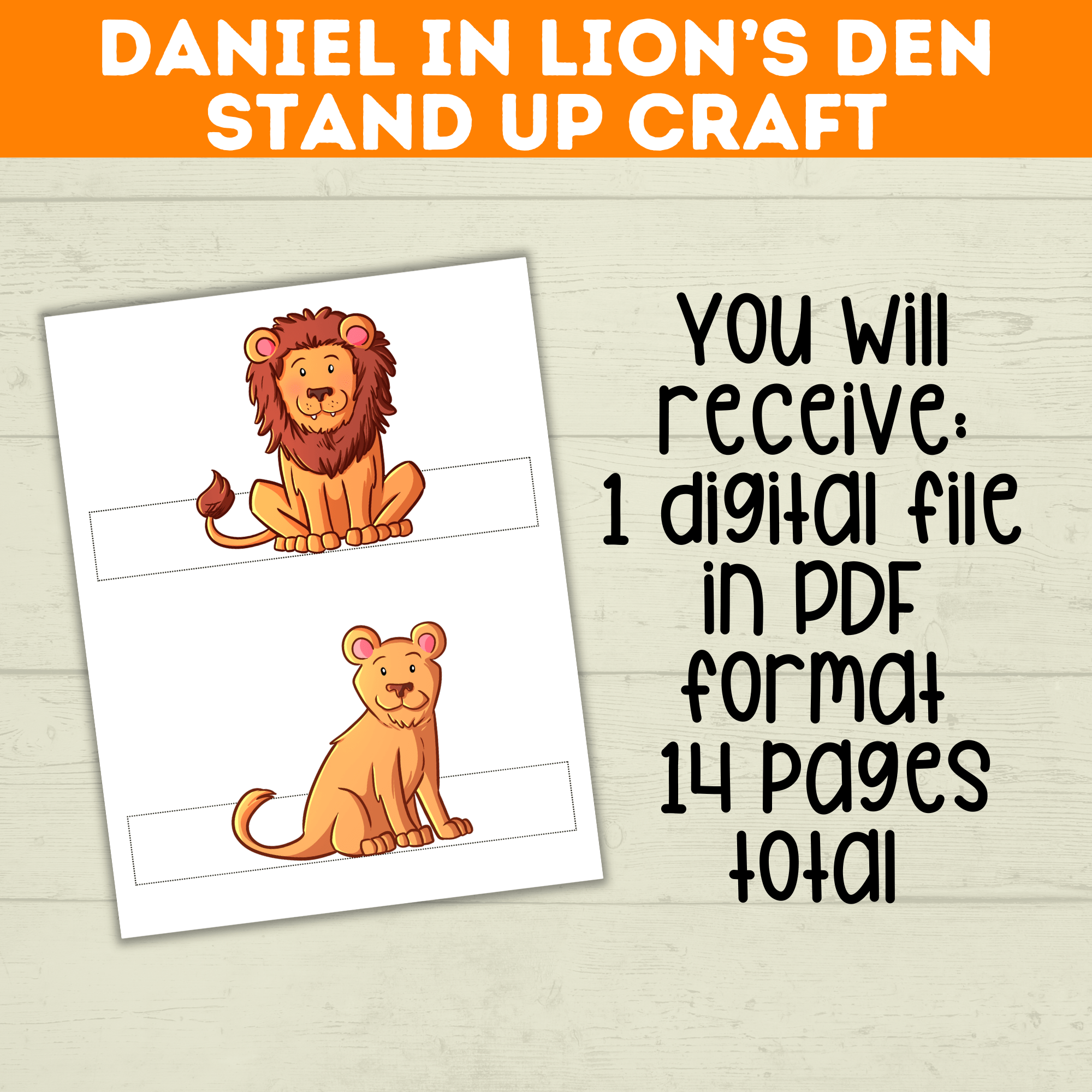 Bible Characters Daniel in the Lion's Den Craft for Kids, Sunday School Crafts, Bible Coloring Pages Lesson, Digital Download, PDF