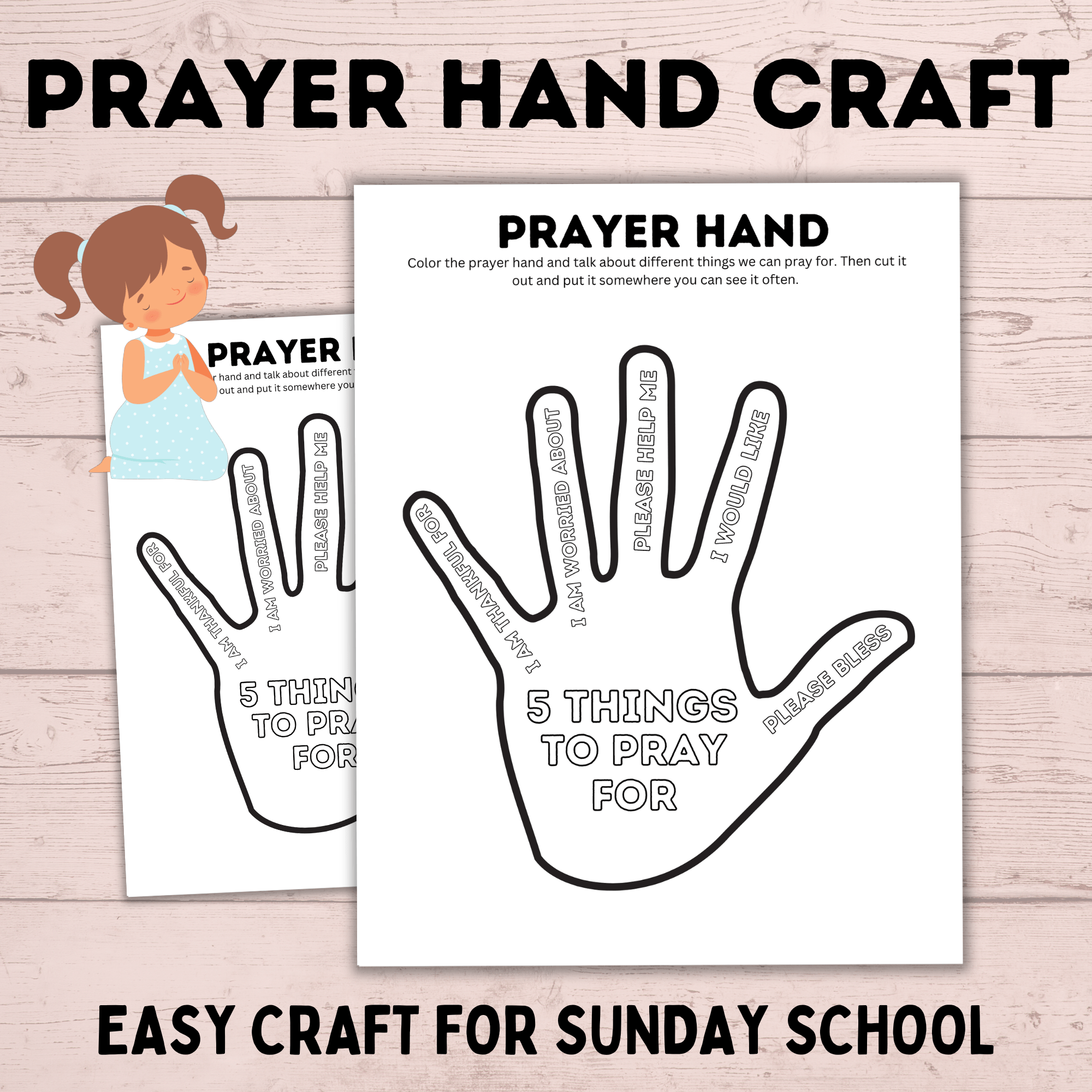 Prayer Hand Craft | Kids Craft | Prayer Craft | Prayer Activities | Crafts for Kids | Toddler Craft | Kids Printables | Sunday School