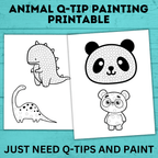 Animal Q-Tip Painting Template | Animal Painting Sheets | Animal Craft | Preschool Craft