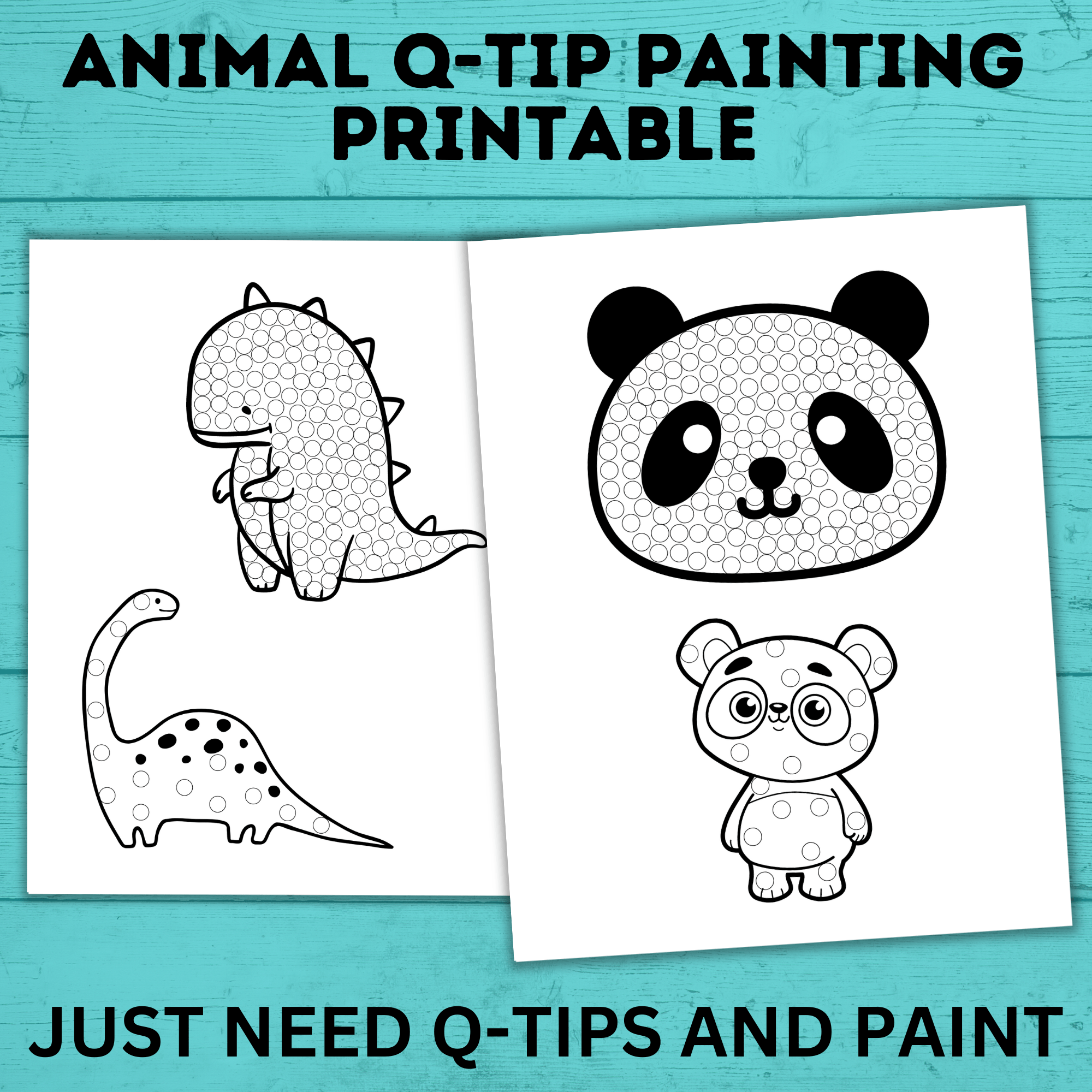Animal Q-Tip Painting Template | Animal Painting Sheets | Animal Craft | Preschool Craft