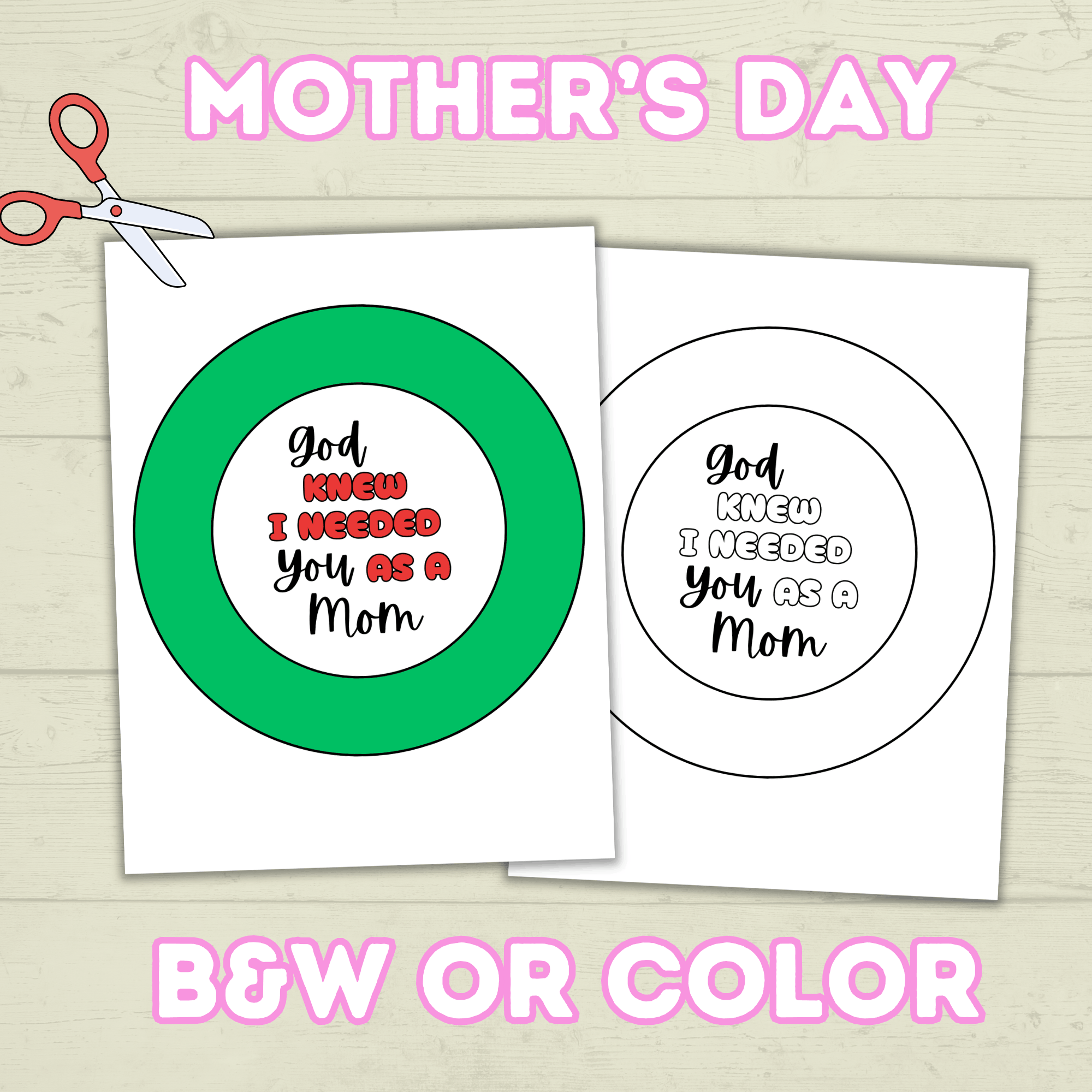 Mother's Day Wreath Craft, Paper Wreath, DIY Cut and Paste Wreath, Mother's Day Card, Sunday School Craft, Christian Activity, Homeschool