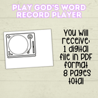 Sunday School Craft, Record Player Craft, God's Word Craft, Bible Craft, Scripture Craft, Bible Lesson, Christian Activity, Cut and Paste
