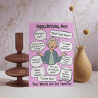 Funny Happy Birthday Mom Card, Birthday Card for Mom, Greeting Card, Quotes Card