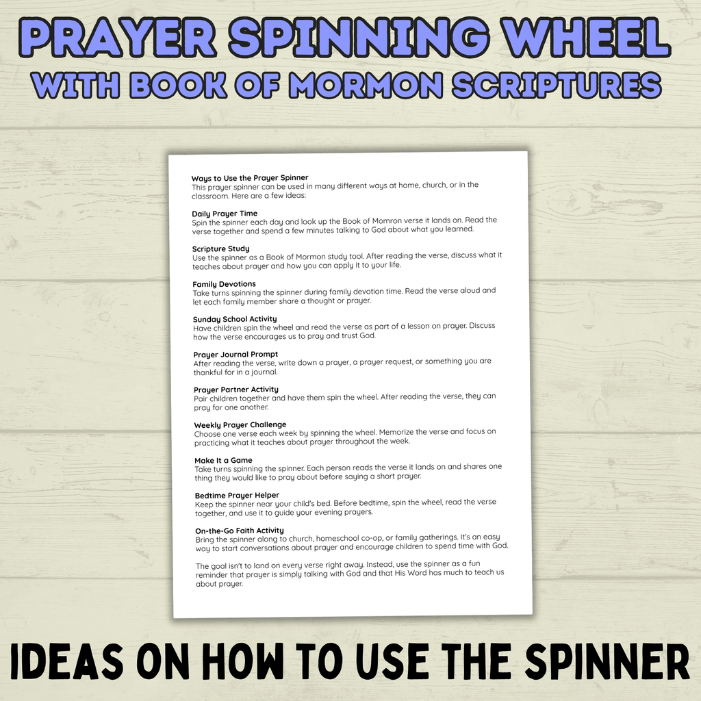 Book of Mormon Spinner Craft, BOM Craft, Sunday School Craft, Prayer Craft