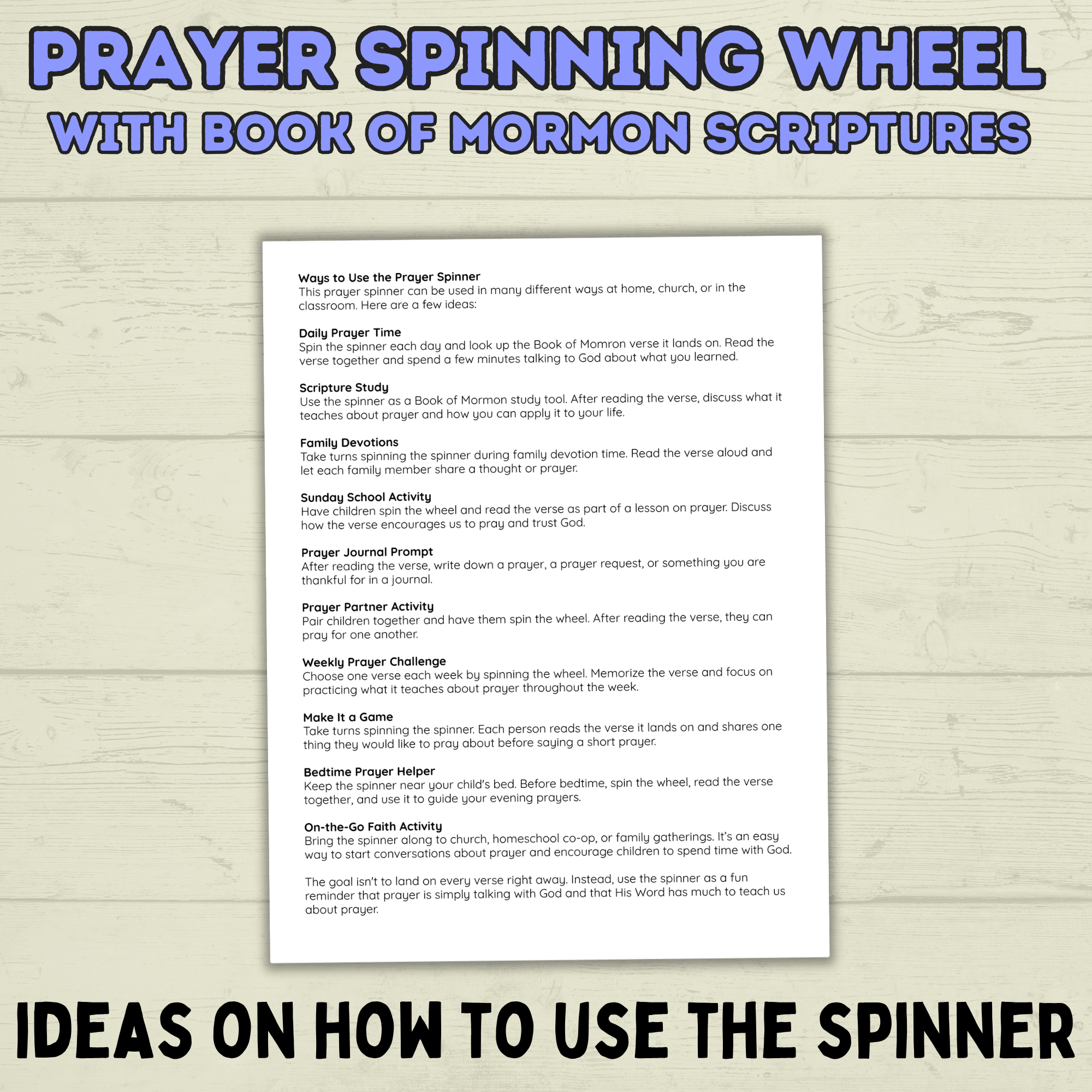Book of Mormon Spinner Craft, BOM Craft, Sunday School Craft, Prayer Craft